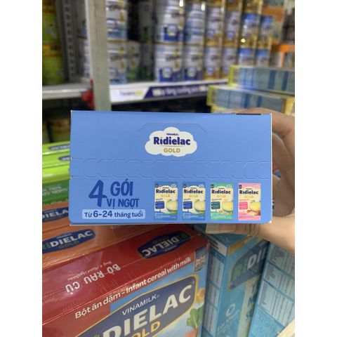  [MẪU MỚI] BỘT ĂN DẶM RIDIELAC GOLD 4 Gói VỊ NGỌT - HỘP GIẤY 200G 