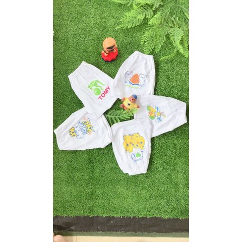  Set 5 Quần Đùi Thể Thao Trắng In Hoạ Tiết Cho Bé (Từ sơ sinh đến 50kg)- Quần cotton trắng 