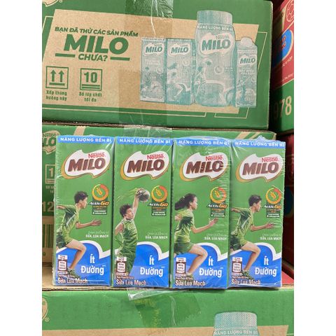  Lốc 4 hộp thức uống lúa mạch ít đường Milo Active Go 180ml 