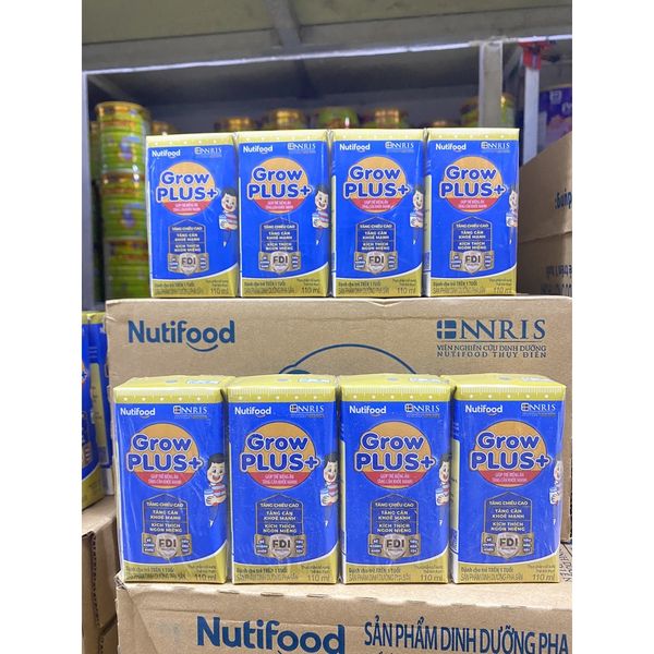  Lốc 4 hộp sữa uống dinh dưỡng pha sẵn NutiFood Grow Plus+ vani 110ml/180ml (tăng cân khoẻ mạnh) 