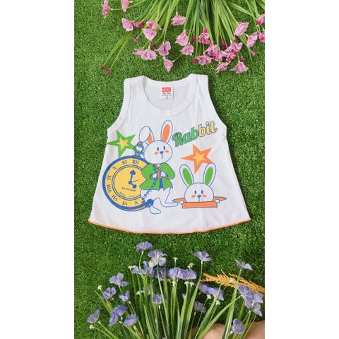  Set 5 Áo Sát Nách HUGO Bé Gái - Cotton trắng In Hình ( từ 6kg - đến dưới 30kg) 