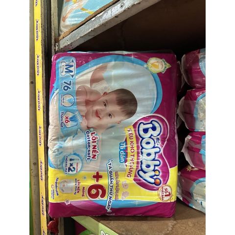  [TẶNG 6 MIẾNG] TÃ DÁN BOBBY SIÊU THOÁNG SIZE M 76 MIẾNG (6- 11kg) 