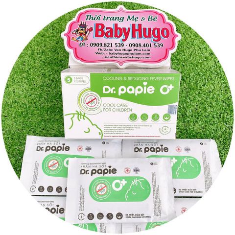  KHĂN LAU HẠ SỐT DR PAPIE 0+ DÀNH CHO BÉ ( Từ Sơ Sinh) 