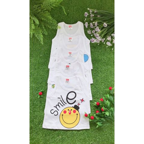  SET 5 Áo 3 Lỗ Trắng HUGO cho bé (Từ sơ sinh đến 20kg)-Áo cotton trắng 