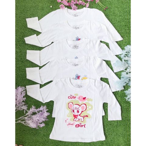 Set 5 Áo cotton trắng FANY tay dài cho bé gái ( Từ 6kg đến 18kg) 