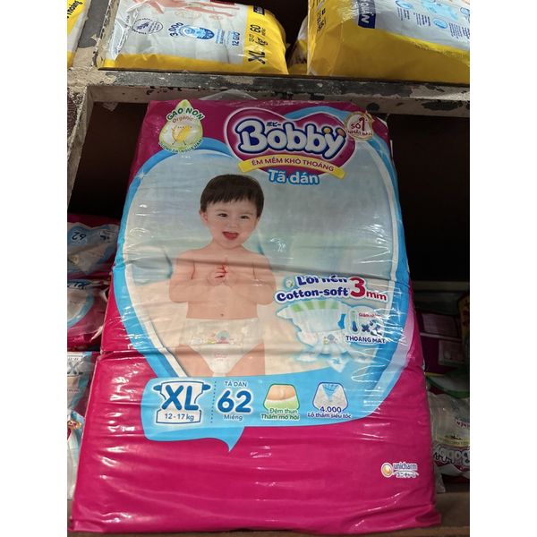  TÃ DÁN BOBBY SIÊU THOÁNG SIZE XL 62 MIẾNG (12-17kg) 