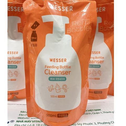  [MẪU MỚI] Nước rửa bình sữa Wesser cho bé Chai Hoặc Bịch 500ml 