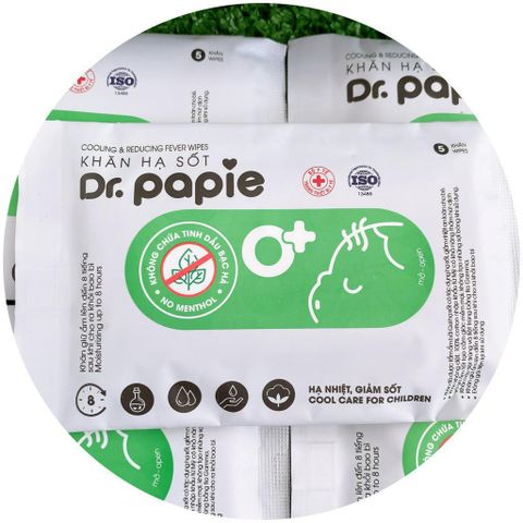  KHĂN LAU HẠ SỐT DR PAPIE 0+ DÀNH CHO BÉ ( Từ Sơ Sinh) 