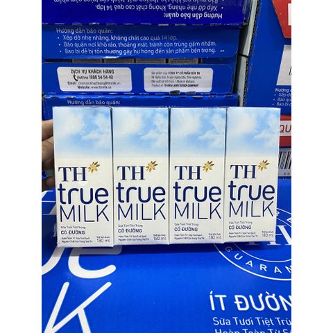  Lốc 4 hộp sữa TH True-milk có đường 180ml 