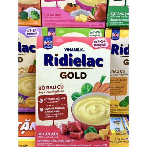  Bột ăn dặm Ridielac Đủ Vị Mặn/Ngọt -  Hộp giấy 200g 