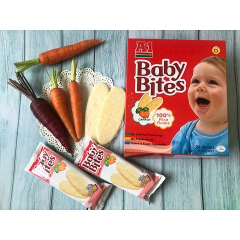 Bánh Gạo Ăn Dặm Vị Cà Rốt Baby Bites Hiệu A1 (hộp 50g) 