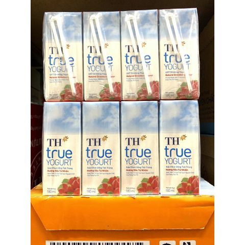  Lốc 4 hộp sữa chua uống vị dâu TH True Yogurt 180ml 