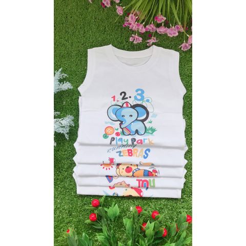  SET 5 ÁO SÁT NÁCH  FANY TRẮNG BÉ TRAI IN HÌNH (Từ 6kg đến 35kg) - HÌNH IN THAY ĐỔI THEO TỪNG ĐỢT HÀNG 