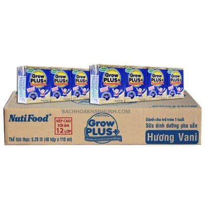  Thùng 48 Hộp Sữa Bột Pha Sẵn Nuti Grow Plus Xanh 110ml 