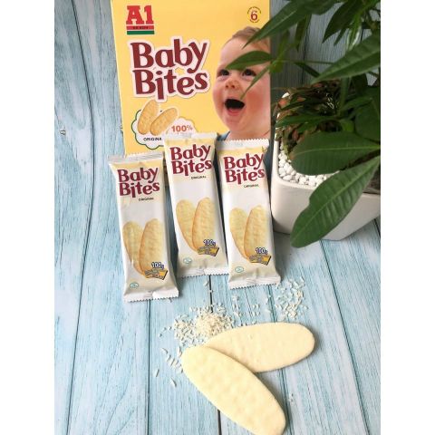  Bánh Gạo Ăn Dặm Vị Tự Nhiên Baby Bites A1 (hộp 50g) BéTừ 6 tháng 