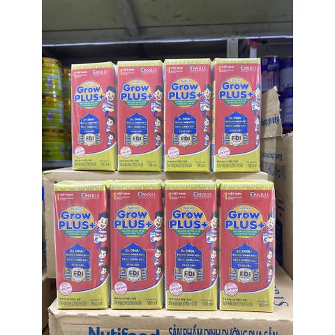  Lốc 4 hộp sữa dinh dưỡng pha sẵn NutiFood Grow Plus+ vani hộp 110ml/ 180ml (cho trẻ thấp còi) 