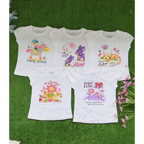  SET 5 Áo Cotton trắng FANY tay ngắn cho bé gái từ 6-18kg ( HÌNH IN THAY ĐỎI THEO TỪNG ĐỢT HÀNG) 