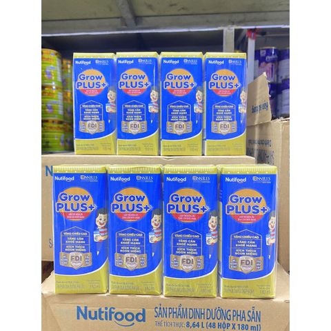  Lốc 4 hộp sữa uống dinh dưỡng pha sẵn NutiFood Grow Plus+ vani 110ml/180ml (tăng cân khoẻ mạnh) 