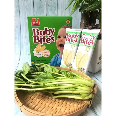  Bánh Gạo Ăn Dặm Vị Rau Củ Baby Bites A1 (hộp 50g) Bé từ 6 tháng 