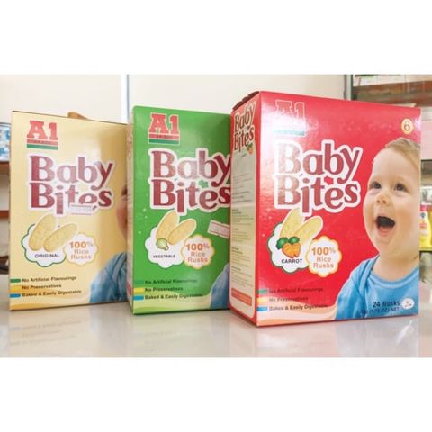  Bánh Gạo Ăn Dặm Vị Cà Rốt Baby Bites Hiệu A1 (hộp 50g) 