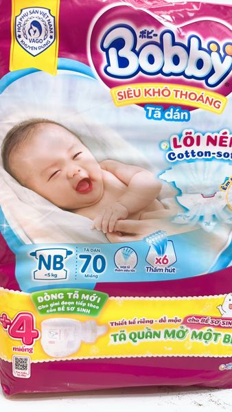  Tả Dán Sơ Sinh BOBBY Size Dưới 5KG 70 MIẾNG 