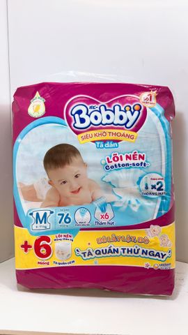  [TẶNG 6 MIẾNG] TÃ DÁN BOBBY SIÊU THOÁNG SIZE M 76 MIẾNG (6- 11kg) 