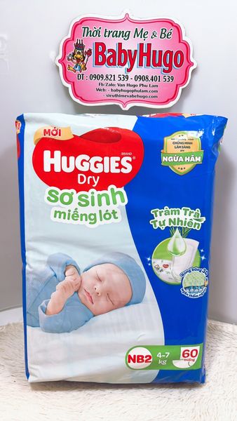  Miếng lót sơ sinh Huggies NB2 - 60miếng (Cho bé 4-7kg) 