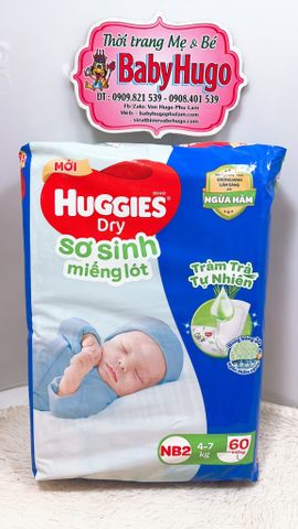  Miếng lót sơ sinh Huggies NB2 - 60miếng (Cho bé 4-7kg) 