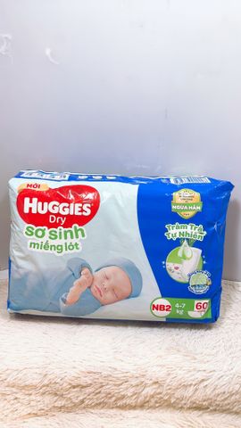  Miếng lót sơ sinh Huggies NB2 - 60miếng (Cho bé 4-7kg) 