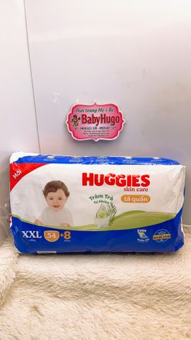  [TẶNG 8 MIẾNG] Tã quần Huggies TRÀM TRÀ TỰ NHIÊN - Size XXL Gói 54 miếng (Cho bé 15kg-25kg) 