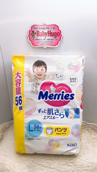  Tã quần Merries size L- 56 miếng (cho bé 9 - 14kg) 