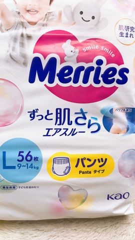  Tã quần Merries size L- 56 miếng (cho bé 9 - 14kg) 