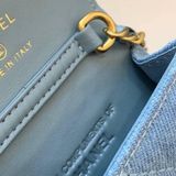  Túi gift Chnel vải denim logo thêu 21 x 14 x 8 cm fullbox 