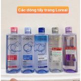  Nước Tẩy Trang L'Oreal Micellar Xanh Đậm - Hồng - Xanh Nhạt - Xám - Tím 400ml 