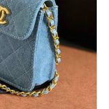  Túi gift Chnel vải denim logo thêu 21 x 14 x 8 cm fullbox 