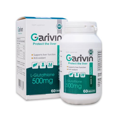  Viên Uống GARIVIN L-Glutathione 500mg, Hỗ trợ bảo vệ gan, hạ men gan 