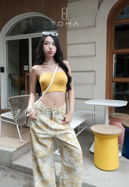  SET QUẦN JEAN HOA KÈM ÁO ÓNG - TH 