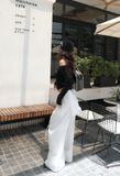  SET ÁO VAI THUYỀN IN CHỮ QUẦN PHỐI REN - TH 