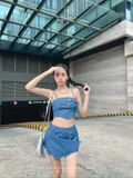 SET ÁO 2 DÂY JEAN VÁY ĐẮP TÀ - TH 