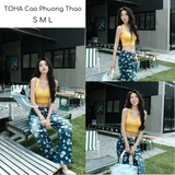  SET QUẦN JEAN SUÔNG HOA CÚC ÁO CROPTOP - TH 