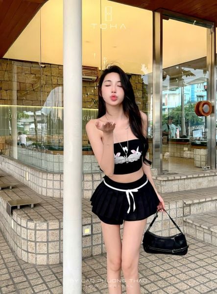  SET VÁY XẾP LI ÁO ÓNG - TH 