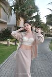  SET 3 MÓN SƠ MI SỌC NHUYỄN KÈM BRA CHÂN VÁY DÀI - TH 