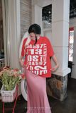  Set Áo Tay Ngắn In Losi Chân Váy Dài Đuôi Cá 