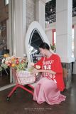  Set Áo Tay Ngắn In Losi Chân Váy Dài Đuôi Cá 