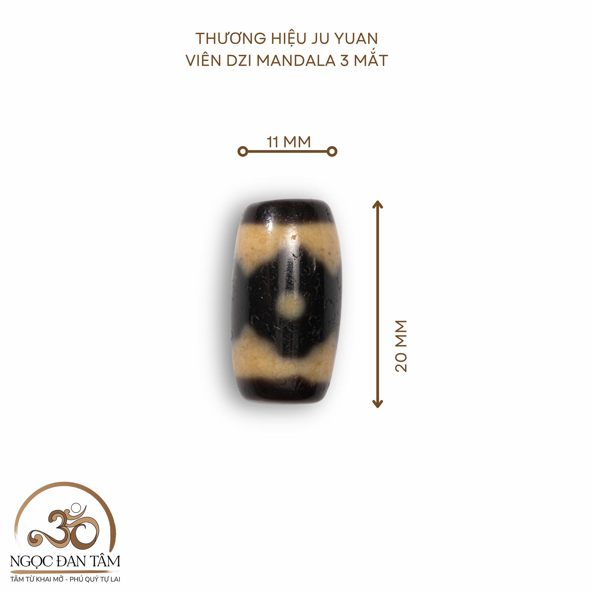  Dzi Mandala 3 Mắt 20x11mm 