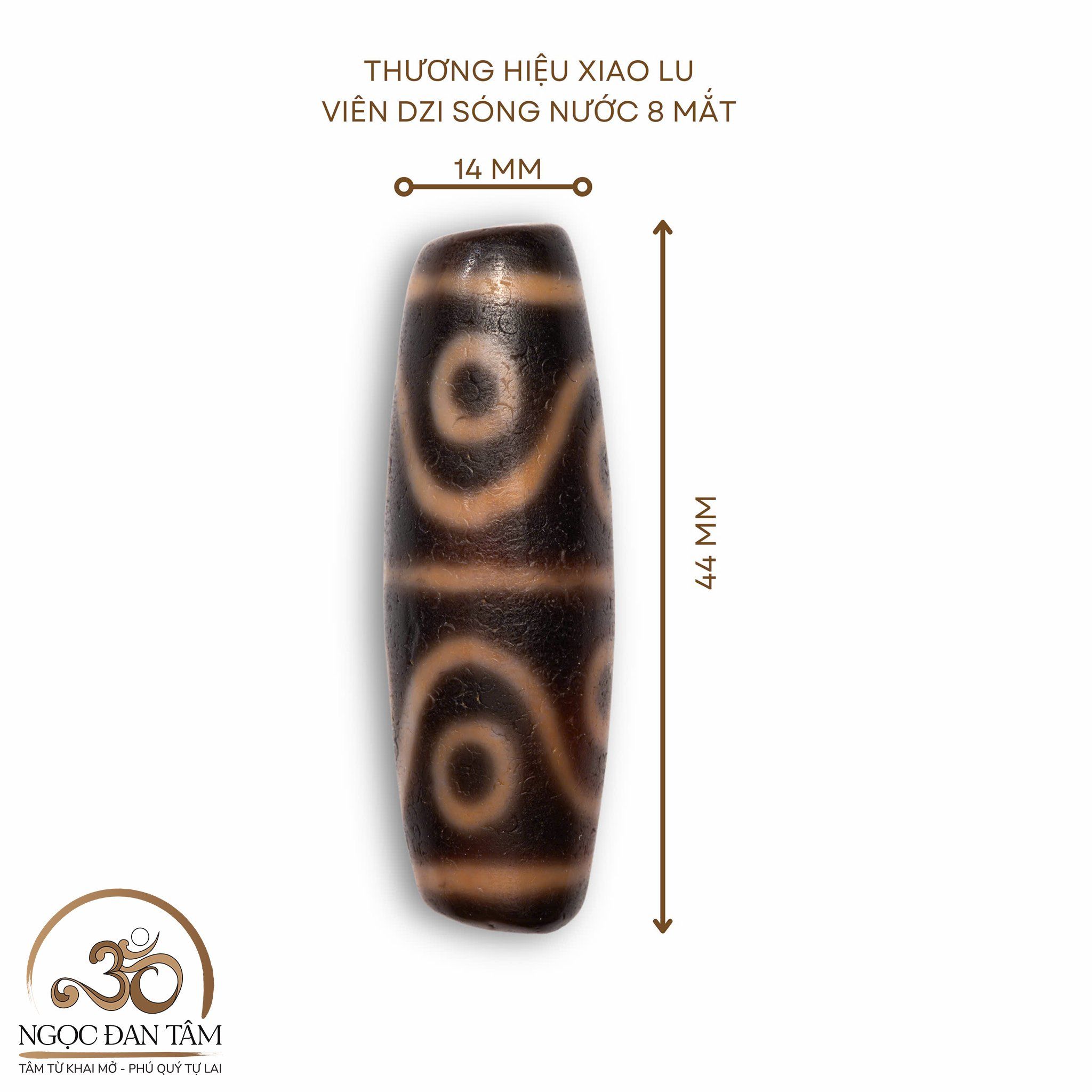  Dzi Sóng Nước 8 Mắt 44x14mm ( New Dzi  - Xiao Lu ) 