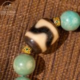  Vòng Tay Dzi Răng Cọp Phối Lam Ngọc 