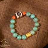  Vòng Tay Dzi Mandala 3 Mắt Phối Lam Ngọc 