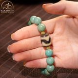  Vòng Tay Dzi Răng Cọp Phối Lam Ngọc 