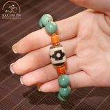  Vòng Tay Dzi Mandala 3 Mắt Phối Lam Ngọc 
